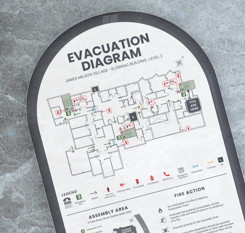 Charcoal Arch Evacuation Diagram Stone Background